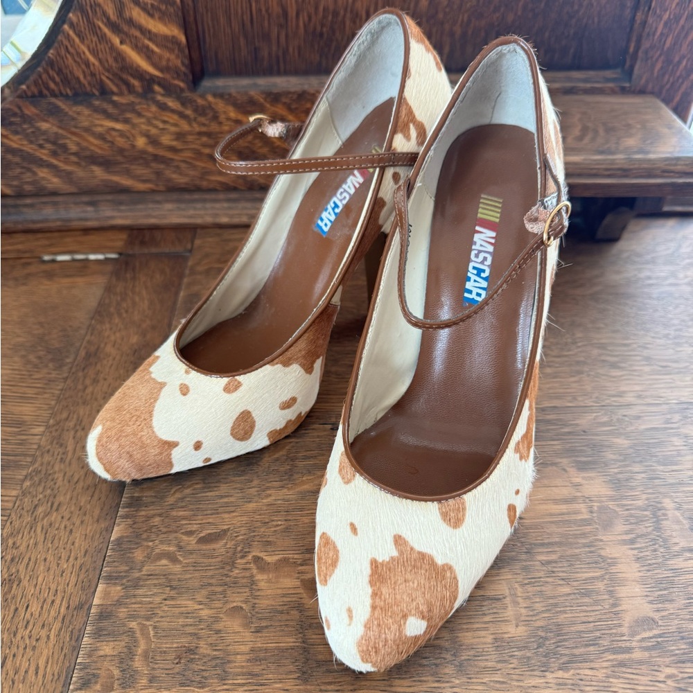 Vintage NASCAR brand hair-on-hide heels